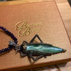 Barbara Bixby Sterling green quartz and purple amethyst pendant and beads